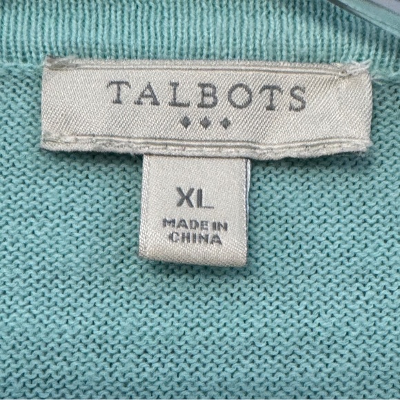 Talbots Mint Green Sequin Cardigan Sweater Women’s XL Cotton Long Sleeve - Picture 4 of 6